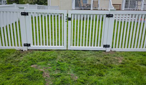 White Vinyl Spaced Picket Double Gate